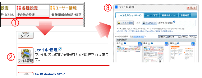 ファイル管理ページを開く